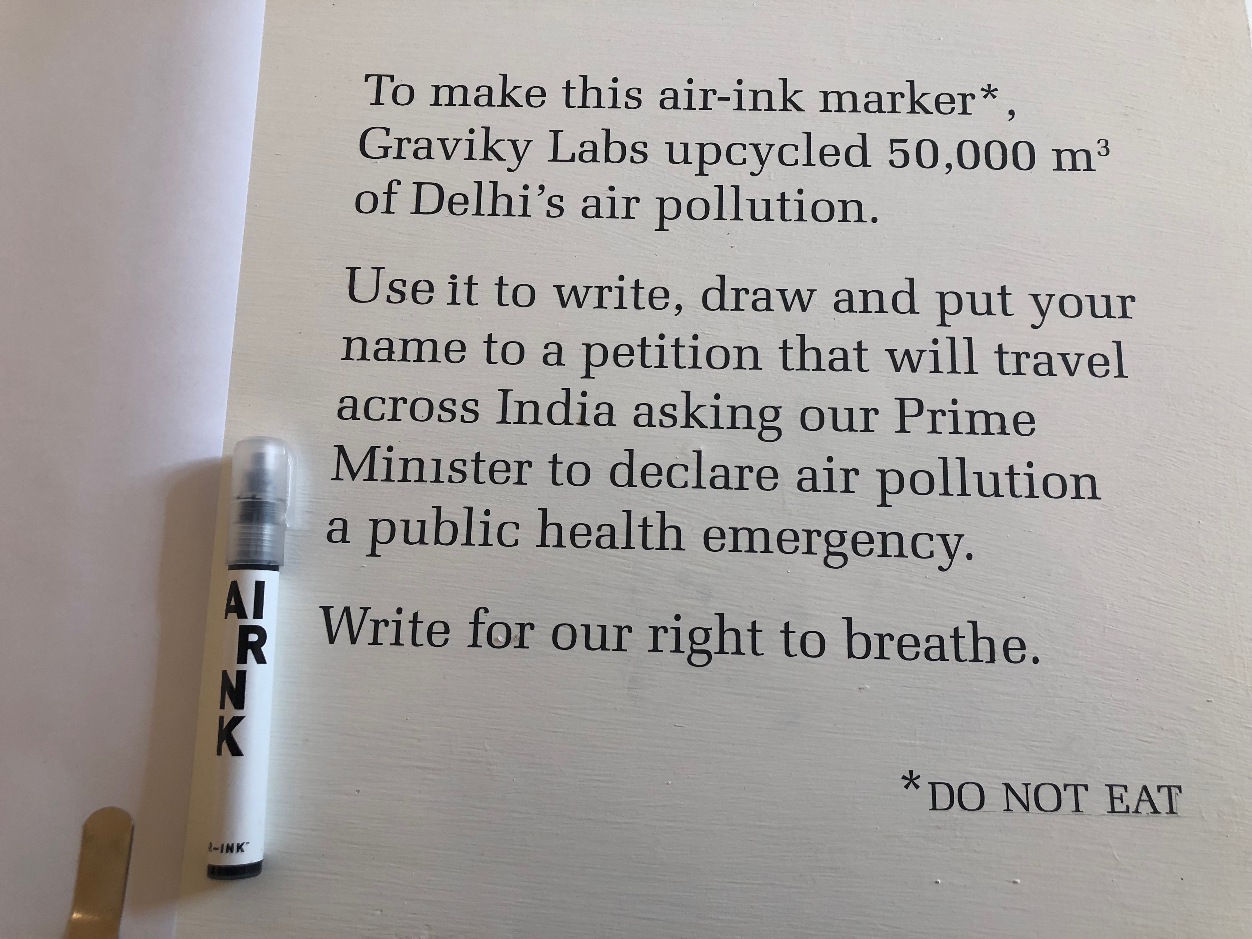 Instructions for writing on a petition, a pen