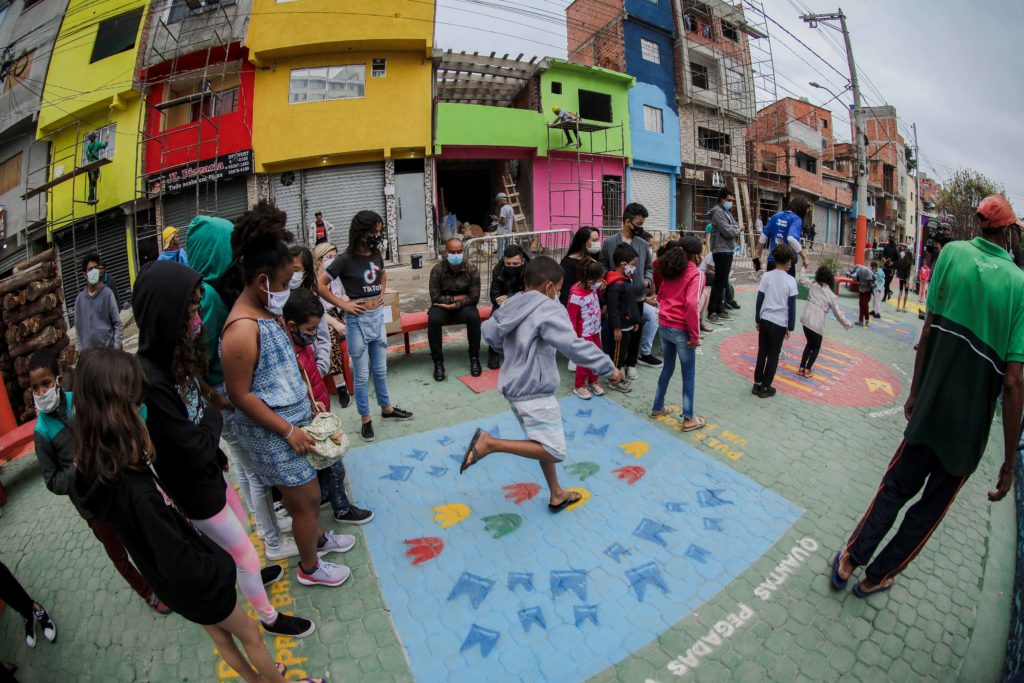Children playing outside in the street 